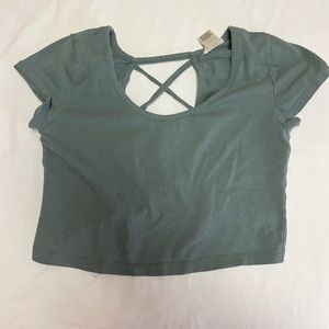 Green Criss Cross Open Back Wet Seal top